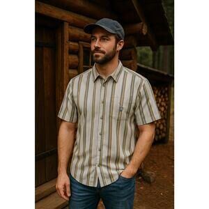 KUHL Revolvr SS Shirt Men’s Large Striped Button Down Outdoor Casual Hiking